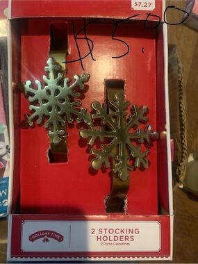 Holiday Time Gold Snowflake Stocking Holders, Set of 2